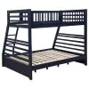 CoasterEssence 460181 Ashton - 2-Drawer Wood Twin Over Full Bunk Bed - Navy Blue