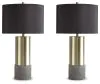 Ashley Furniture L243164 Jacek - Metal Table Lamp (Set of 2) - Gray / Brass Finish