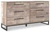 Ashley Furniture EB2320-231 Neilsville - Six Drawer Dresser - Vinyl-Wrapped - Whitewash
