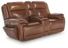 Ashley Furniture U1120418 Healy Pier - Power Reclining Loveseat With Console / Adj Headrest - Chocolate