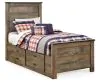 Ashley Furniture B446B15 Trinell - Twin Panel Bed With 2 Storage Drawers - Brown