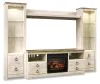 Ashley Furniture W267W9 Willowton - Entertainment Center - TV Stand With Faux Firebrick Fireplace Insert - Whitewash