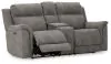Ashley Furniture 5930118 Next-Gen Durapella - Power Reclining Loveseat with Console/Adj Hdrst - Slate
