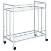 CoasterEssence 181382 Cara - 2-Tier Rectangular Glass Shelf Metal Bar Cart - Chrome