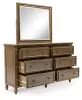 Benchcraft® B787/31/36/58/56/97/93(2) Benchcraft® B787/31/36/58/56/97/93(2) Sturlayne - 7 Pc. - Dresser, Mirror, King Upholstered Panel Bed, 2 Nightstands - Brown