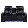 Coaster Fine Furniture 603252PP Zuma - Faux Leather Dual Power Reclining LED Loveseat - Black