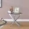 CoasterEssence 702587 Brooke - Round Glass Top Side End Table Metal Base - Chrome