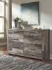 Benchcraft® B200/31/36/46/57/54/96 Benchcraft® B200/31/36/46/57/54/96 Derekson - 6 Pc. - Dresser, Mirror, Chest, Queen Panel Bed - Multi Gray