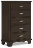 Ashley Furniture B441-46 Covetown - Five Drawer Chest - Dark Brown