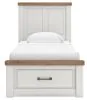 Ashley Furniture B4615B5 Ashley Furniture B4615B5 Savonport - Twin Panel Storage Bed With Storage Footboard - White / Brown