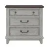 Liberty Furniture 237-BR61 River Place - 3 Drawer Nightstand With Charging Station - Riverstone White & Tobacco