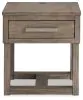 Ashley Furniture T854-3 Loyaska - Rectangular End Table - Grayish Brown