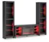 Ashley Furniture W2721W2 Cayberry - 3-Piece Entertainment Center With Electric Fireplace - Black