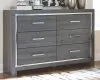 Ashley Furniture B214/31/36/57/54S/95/B100-13/92(2) Ashley Furniture B214/31/36/57/54S/95/B100-13/92(2) Lodanna - 8 Pc. - Dresser, Mirror, Queen Platform Bed with 2 Storage Drawers, 2 Nightstands - Gray