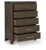 Ashley Furniture PCB843-46 Radkin - Five Drawer Chest - Burnished Brown