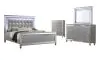 New Classic 02-9698S-14C New Classic 02-9698S-14C Valentino - Eastern King 4 Piece Bedroom Set (Bed, Dresser, Mirror, Chest) - Silver