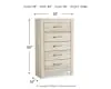 Ashley Furniture B331-46 Bellaby - Five Drawer Chest - Whitewash