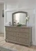 Ashley Furniture B733/31/36/46/58/56/97 Ashley Furniture B733/31/36/46/58/56/97 Lettner - 6 Pc. - Dresser, Mirror, Chest, King Panel Bed - Light Gray