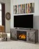Ashley Furniture EW0440W7 Wynnlow - TV Stand With Faux Firebrick Fireplace Insert - Gray