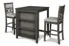 New Classic D1701-32S-GRY Gia - Counter Table With 2 Chairs & Storage Shelf - Gray