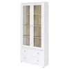 Coaster Fine Furniture 953477 Hawthorne - 4-Shelf Glass Door Tall Cabinet With Drawers - White