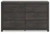 Ashley Furniture PCB2108-31 Hollivern - Six Drawer Dresser - Dark Gray