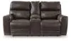 Ashley Furniture PCU6450618 Crossplex - Power Reclining Loveseat / Console / Adjustable Headrest - Smoke