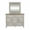 Liberty Furniture 824-BR-DM Heartland - Dresser & Mirror - Antique White / Tobacco Tops