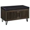 Coaster Fine Furniture 915153 Brixton - 2-Door Padded Entryway Shoe Storage Bench - Smoked Oak