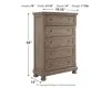 Ashley Furniture B733-46 Lettner - Five Drawer Chest - 2-handles - Light Gray