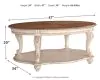 Ashley Furniture T743-0 Realyn - Oval Cocktail Table - White / Brown