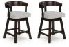 Ashley Furniture D596-224 Haddigan - Upholstered Swivel Barstool (Set of 2) - Dark Brown