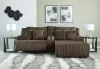 Ashley Furniture 92705S4 Top Tier - 3-Piece Reclining Sectional Sofa With Raf Press Back Chaise - Chocolate