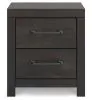 Ashley Furniture PCB2108-92 Hollivern - Two Drawer Night Stand - Dark Gray
