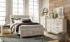 Ashley Furniture B331/31/36/46/57/54S/95/B100-13 Ashley Furniture B331/31/36/46/57/54S/95/B100-13 Bellaby - 7 Pc. - Dresser, Mirror, Chest, Queen Platform Bed with 2 Storage Drawers - Whitewash