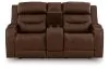 Ashley Furniture PCU1160218A Knightington - Power Reclining Loveseat With Audio Seating - Brown