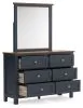Ashley Furniture B414B1 Landocken - Dresser and Mirror - Brown / Blue