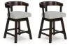 Ashley Furniture D596-224 Haddigan - Upholstered Swivel Barstool (Set of 2) - Dark Brown