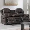 New Classic U6023-30P1-BRN Kellen - Sofa With Drop Down Tray & Power Footrest - Brown
