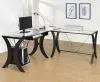 CoasterEssence 800446 Monterey - Glass Top L-Shape Computer Desk - Cappuccino