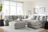 Benchcraft® 20305/64/77/46(3)/17/11 Benchcraft® 20305/64/77/46(3)/17/11 Aslan Court - 7 Pc. - 6-Piece Sectional With Raf Corner Chaise, Ottoman - Pebble