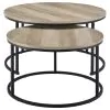 Coaster Fine Furniture 736040 Lainey - 2 Piece Round Nesting Coffee Table - Distressed Pine