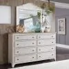 Liberty Furniture 652-BR-DM Farmhouse Reimagined - Dresser & Mirror - Antique White / Chestnut Tops