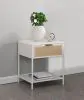 Coaster Fine Furniture 930236 Amherst - 1-Drawer Radio Weave Rattan Metal Side Table - White