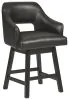 Ashley Furniture D380-924 Tallenger - UPH Swivel Barstool (Set of 2) - Black / Dark Brown