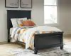 Ashley Furniture B687/31/36/52/53/86/92(2) Ashley Furniture B687/31/36/52/53/86/92(2) Lanolee - 7 Pc. - Dresser, Mirror, Twin Panel Bed, 2 Nightstands - Black