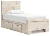 Ashley Furniture B2310B23 Lawroy - Twin Panel Bed With 2 Under Bed Storage Units - Light Natural
