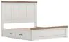 Ashley Furniture B4615B15 Ashley Furniture B4615B15 Savonport - King Panel Bed With 2 Under Bed Storage Units - White / Brown