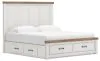 Ashley Furniture B4615B17 Ashley Furniture B4615B17 Savonport - King Panel Storage Bed With Storage Footboard And 2 Under Bed Storage Units - White / Brown
