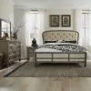 Liberty Furniture 615-BR-QSHDMN Liberty Furniture 615-BR-QSHDMN Americana Farmhouse - 4 Piece Bedroom Set (Queen Shelter Bed, Dresser & Mirror, Nightstand) - Dusty Taupe